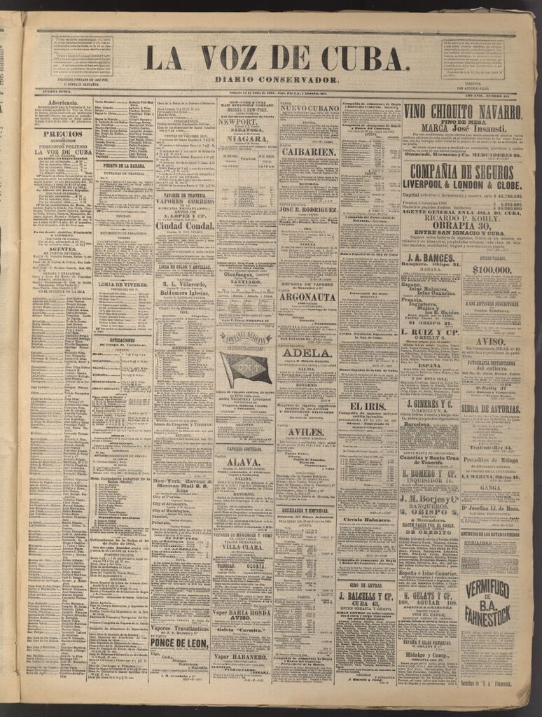 Miniatura de La Voz de Cuba: diario conservador del 11 de julio de 1885