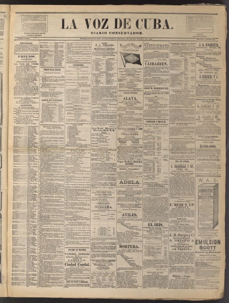 Miniatura de La Voz de Cuba: diario conservador del 12 de julio de 1885