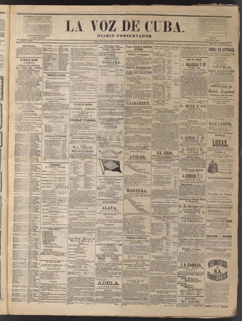 Miniatura de La Voz de Cuba: diario conservador del 14 de julio de 1885