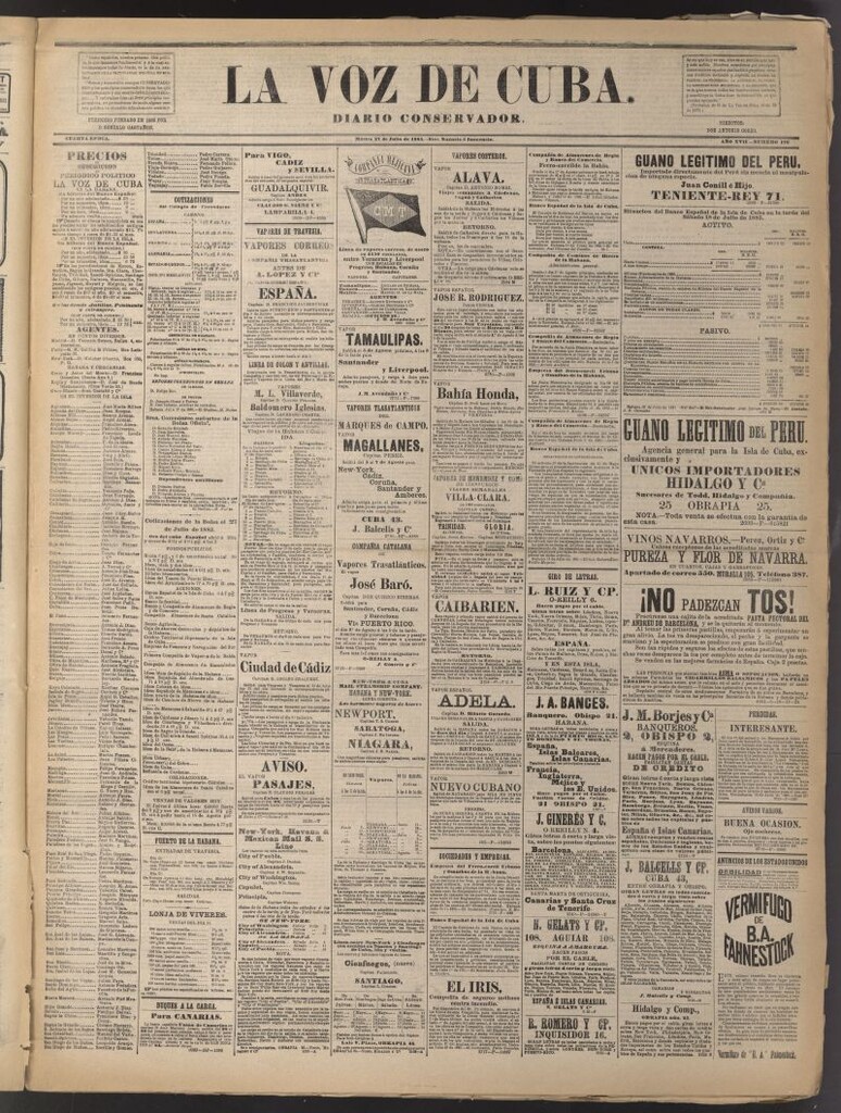 Miniatura de La Voz de Cuba: diario conservador del 27 de julio de 1885