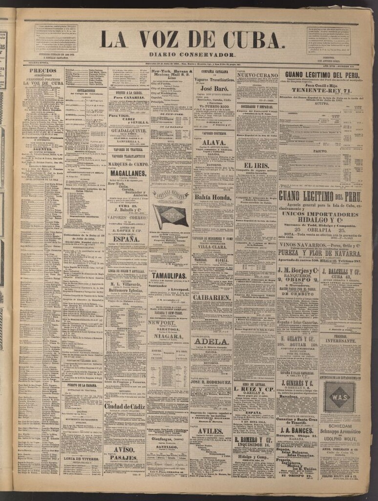 Miniatura de La Voz de Cuba: diario conservador del 29 de julio de 1885