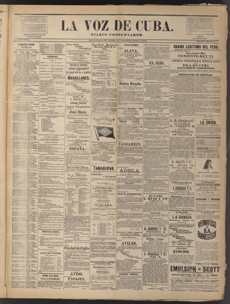 Miniatura de La Voz de Cuba: diario conservador del 30 de julio de 1885