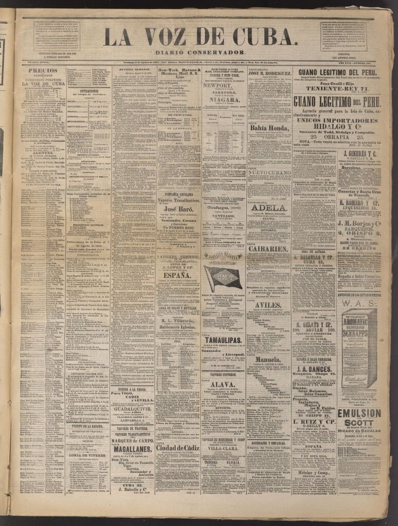 Miniatura de La Voz de Cuba: diario conservador del 2 de agosto de 1885