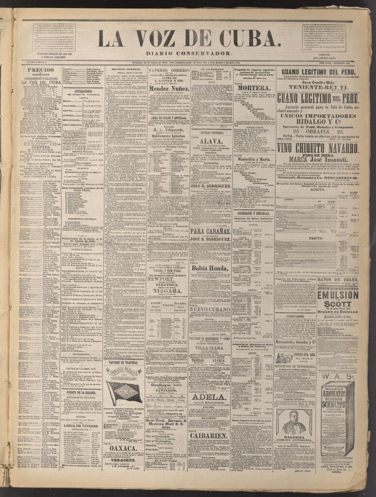 Miniatura de La Voz de Cuba: diario conservador del 16 de agosto de 1885