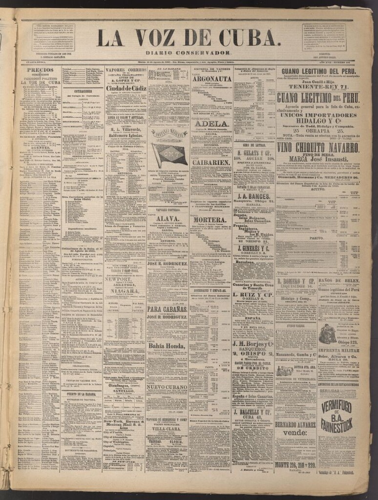 Miniatura de La Voz de Cuba: diario conservador del 18 de agosto de 1885