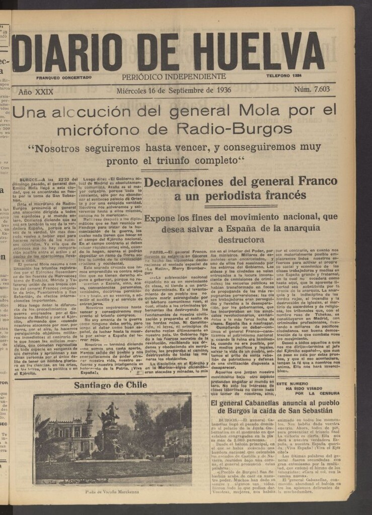 Miniatura de Diario de Huelva : periódico independiente del 16 de septiembre de 1936