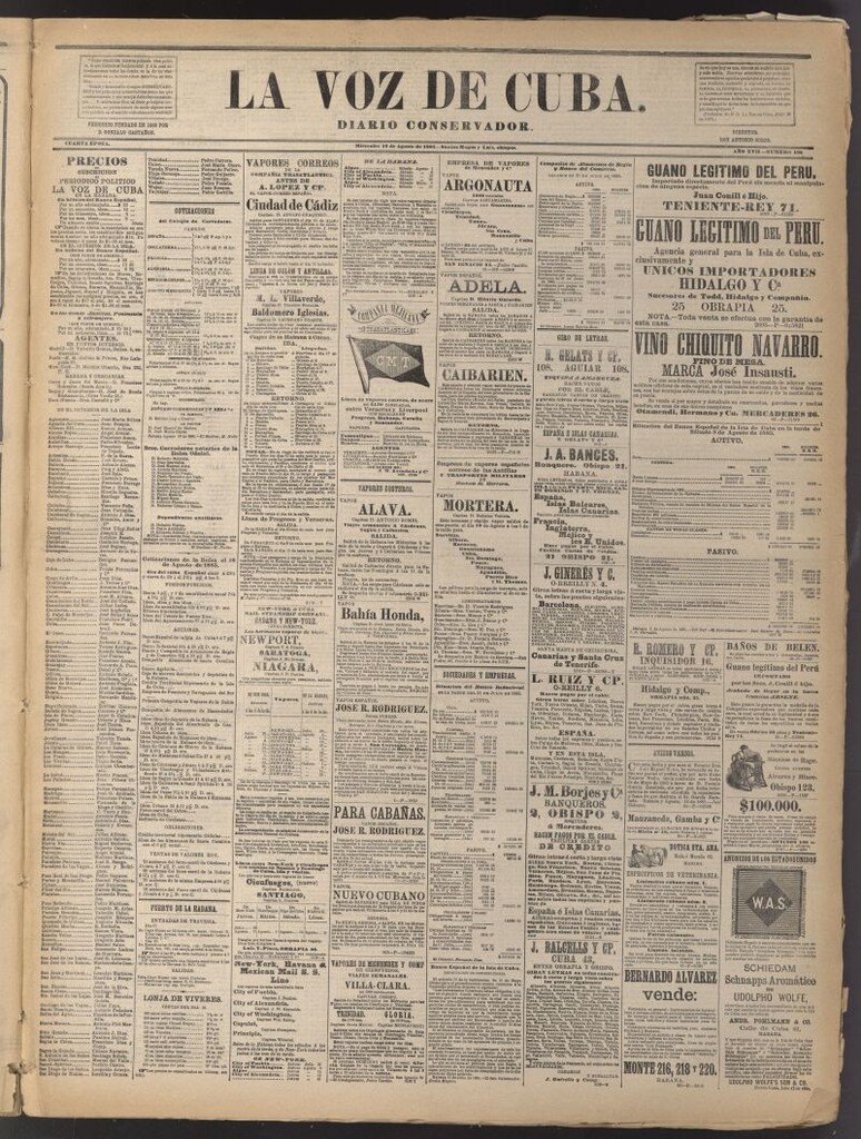 Miniatura de La Voz de Cuba: diario conservador del 19 de agosto de 1885