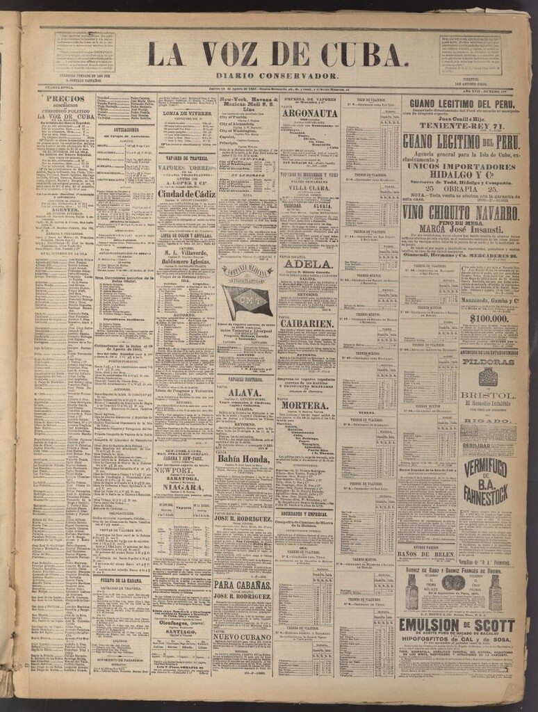 Miniatura de La Voz de Cuba: diario conservador del 20 de agosto de 1885