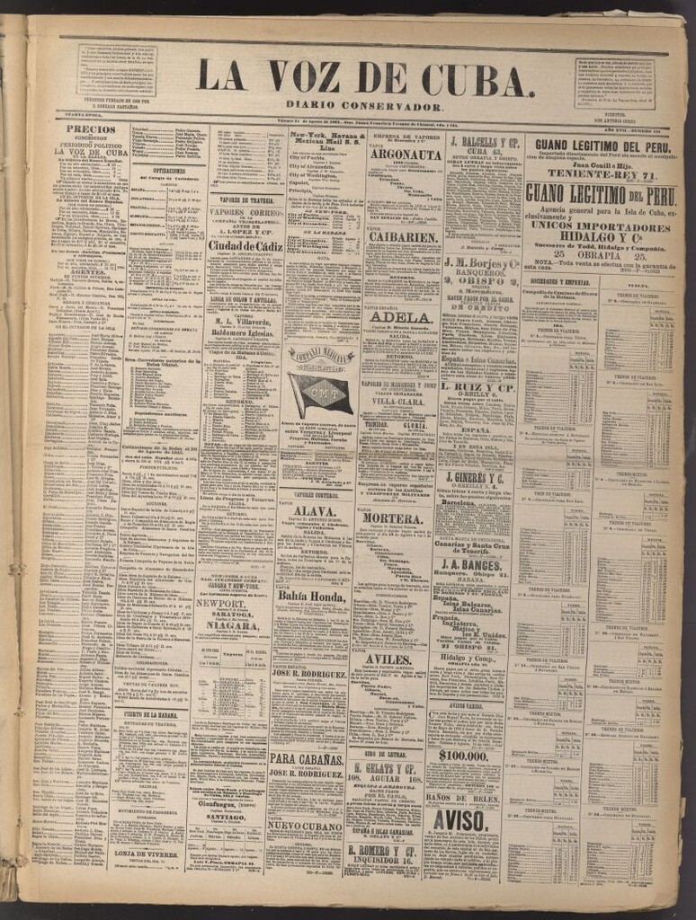 Miniatura de La Voz de Cuba: diario conservador del 21 de agosto de 1885