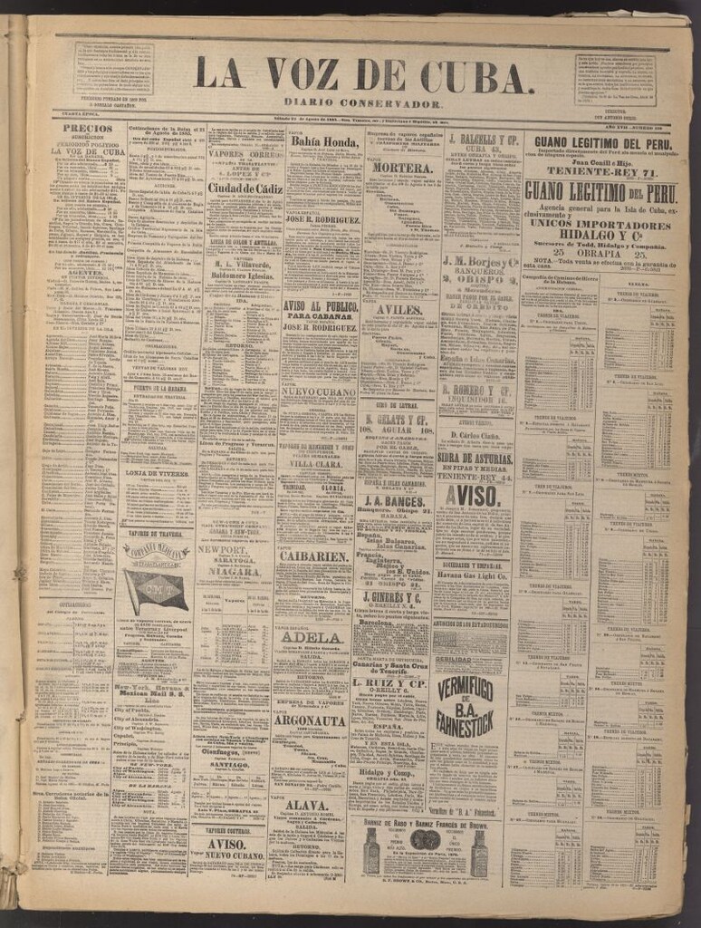 Miniatura de La Voz de Cuba: diario conservador del 22 de agosto de 1885