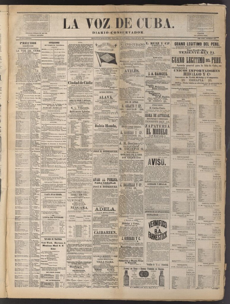 Miniatura de La Voz de Cuba: diario conservador del 25 de agosto de 1885