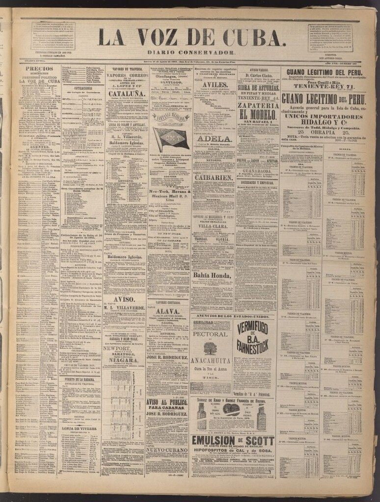 Miniatura de La Voz de Cuba: diario conservador del 27 de agosto de 1885