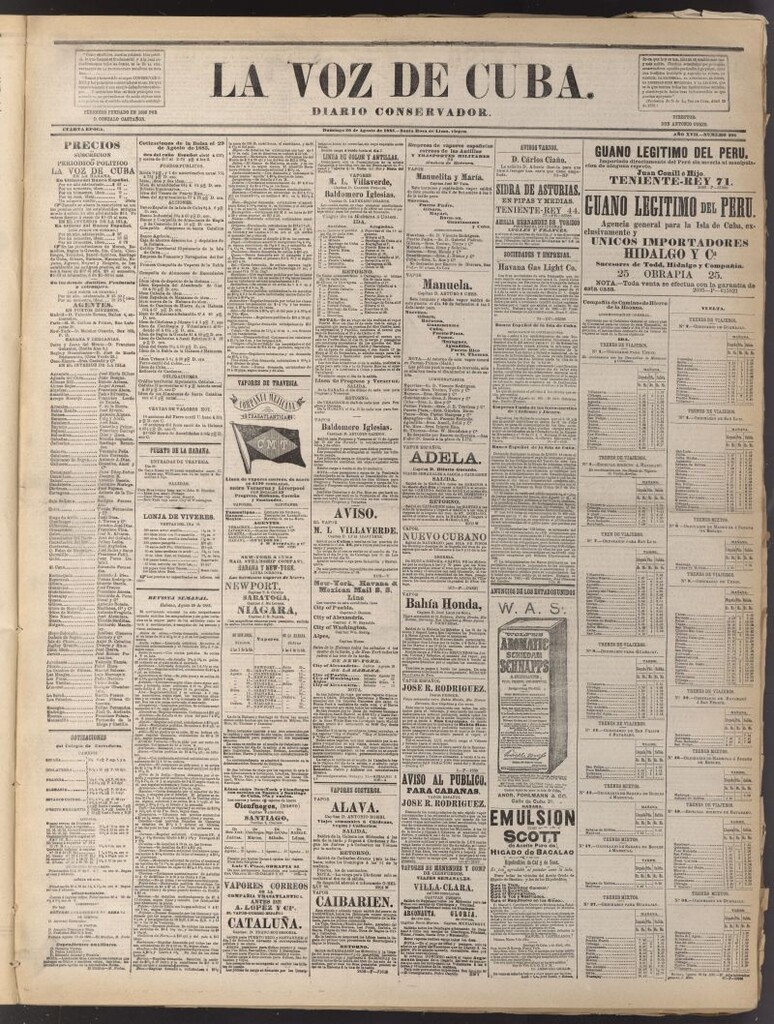 Miniatura de La Voz de Cuba: diario conservador del 30 de agosto de 1885