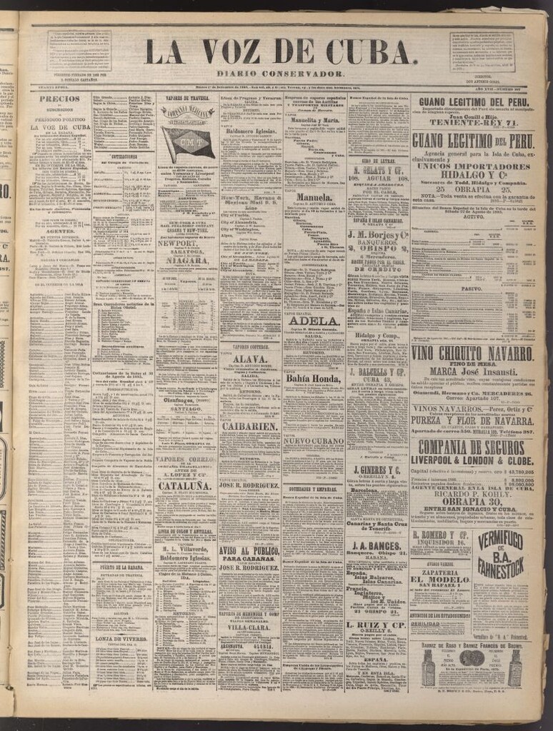 Miniatura de La Voz de Cuba: diario conservador del 1 de septiembre de 1885