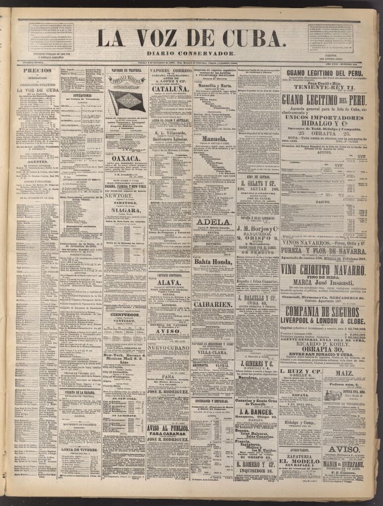 Miniatura de La Voz de Cuba: diario conservador del 4 de septiembre de 1885