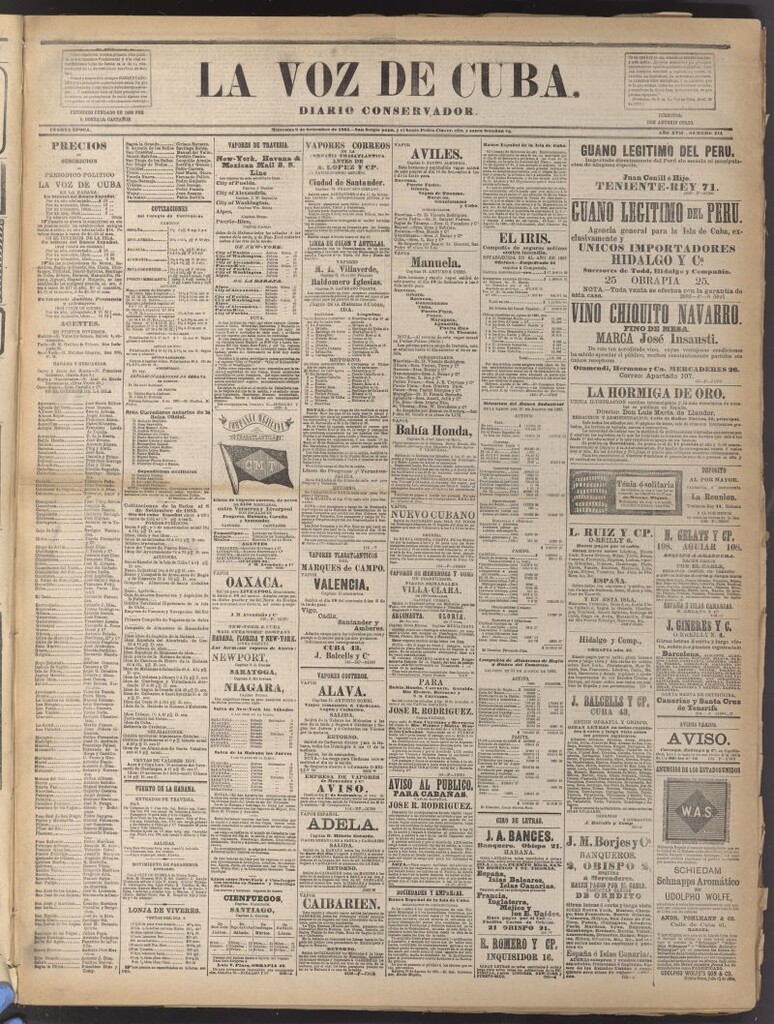 Miniatura de La Voz de Cuba: diario conservador del 9 de septiembre de 1885