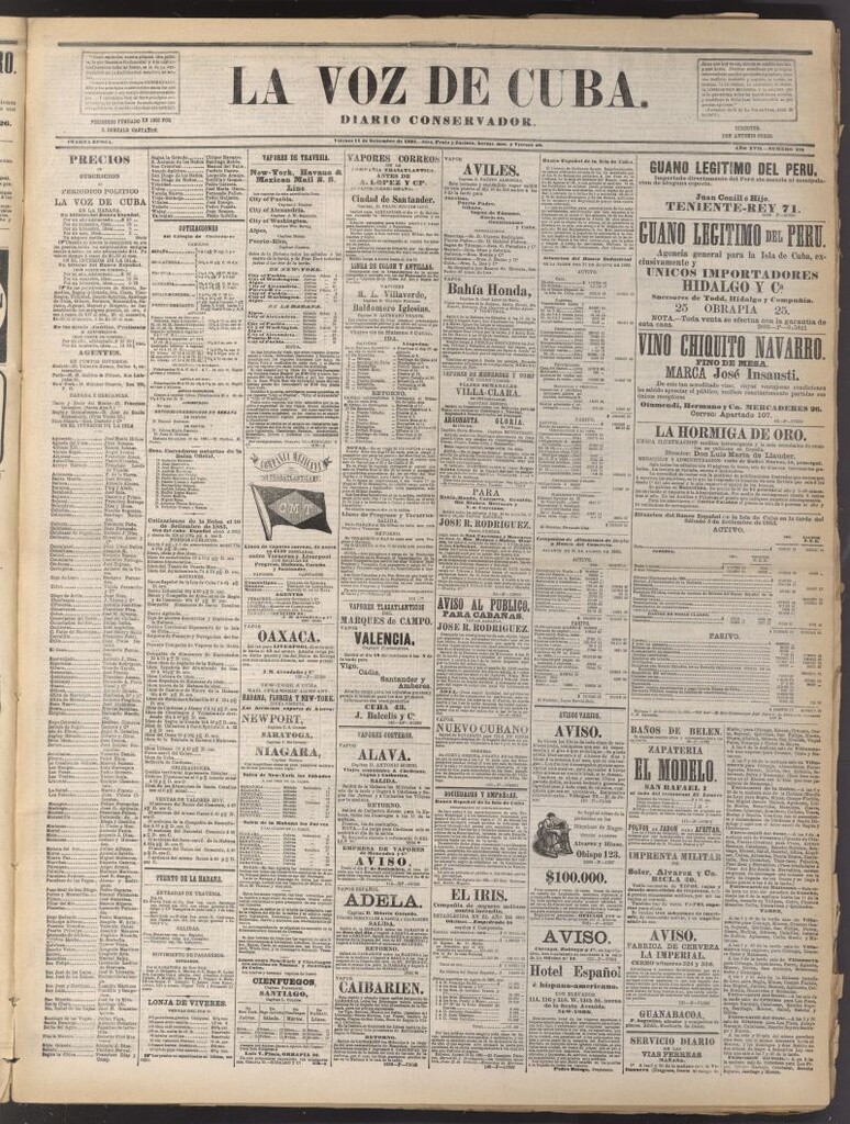 Miniatura de La Voz de Cuba: diario conservador del 11 de septiembre de 1885