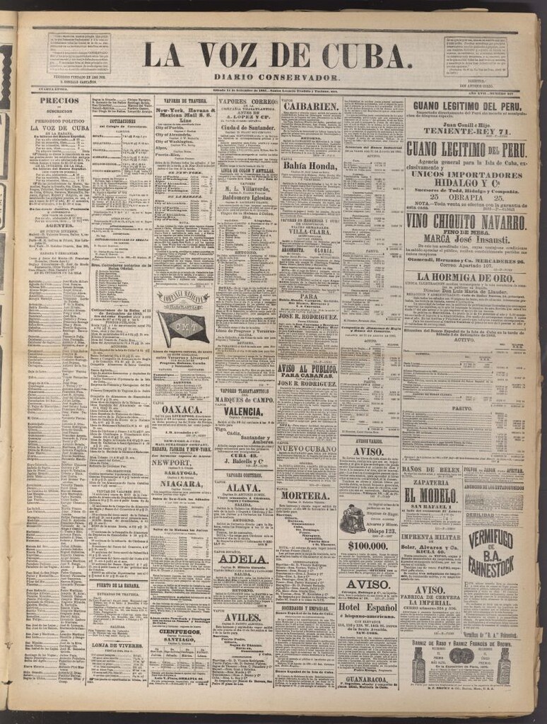 Miniatura de La Voz de Cuba: diario conservador del 12 de septiembre de 1885