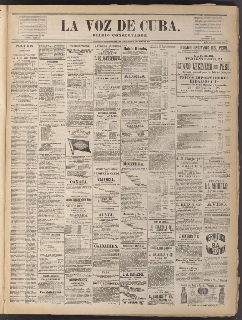 Miniatura de La Voz de Cuba: diario conservador del 19 de septiembre de 1885