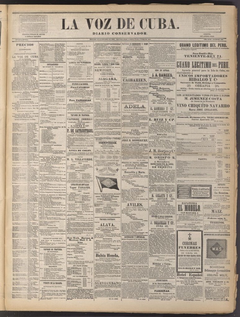 Miniatura de La Voz de Cuba: diario conservador del 23 de septiembre de 1885