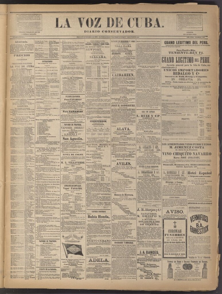 Miniatura de La Voz de Cuba: diario conservador del 29 de septiembre de 1885