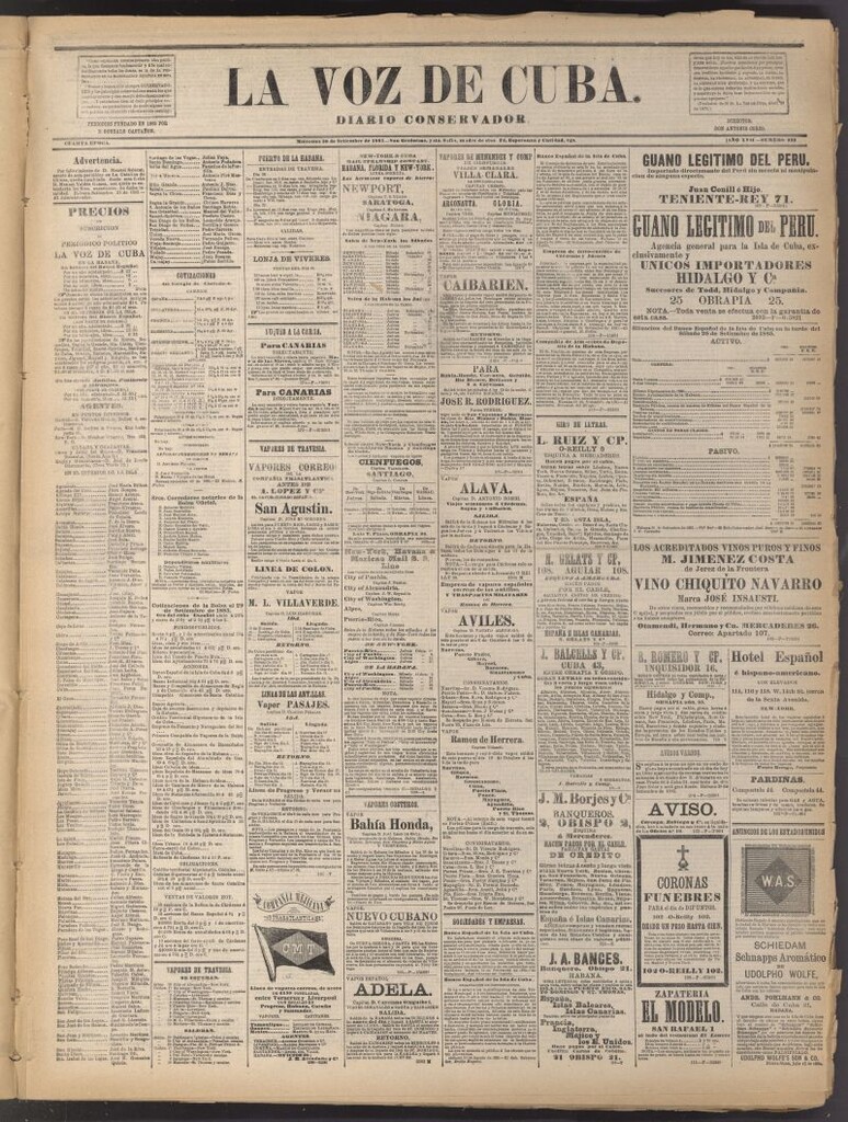 Miniatura de La Voz de Cuba: diario conservador del 30 de septiembre de 1885