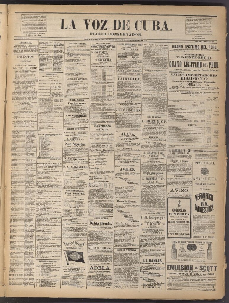 Miniatura de La Voz de Cuba: diario conservador del 1 de octubre de 1885