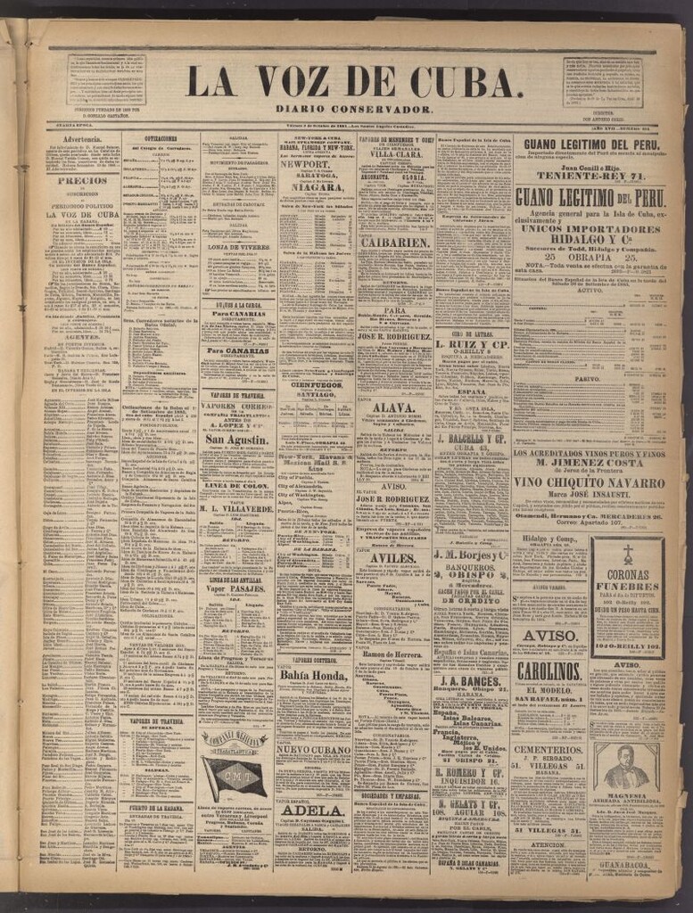 Miniatura de La Voz de Cuba: diario conservador del 2 de octubre de 1885