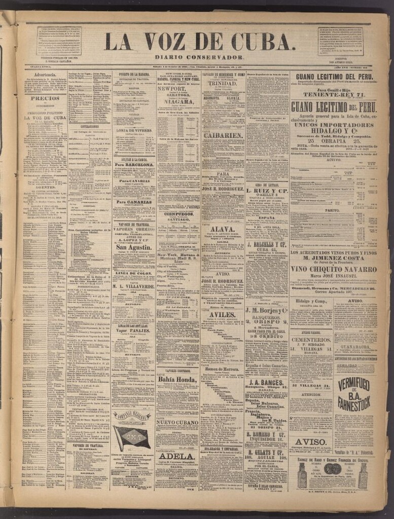 Miniatura de La Voz de Cuba: diario conservador del 3 de octubre de 1885