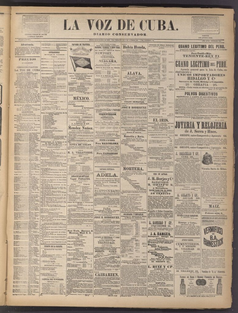 Miniatura de La Voz de Cuba: diario conservador del 13 de octubre de 1885