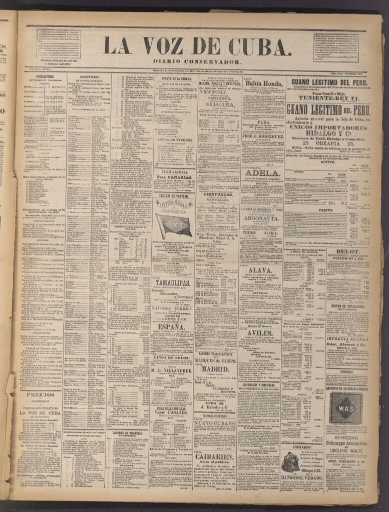 Miniatura de La Voz de Cuba: diario conservador del 11 de noviembre de 1885