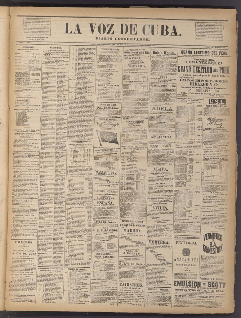 Miniatura de La Voz de Cuba: diario conservador del 12 de noviembre de 1885