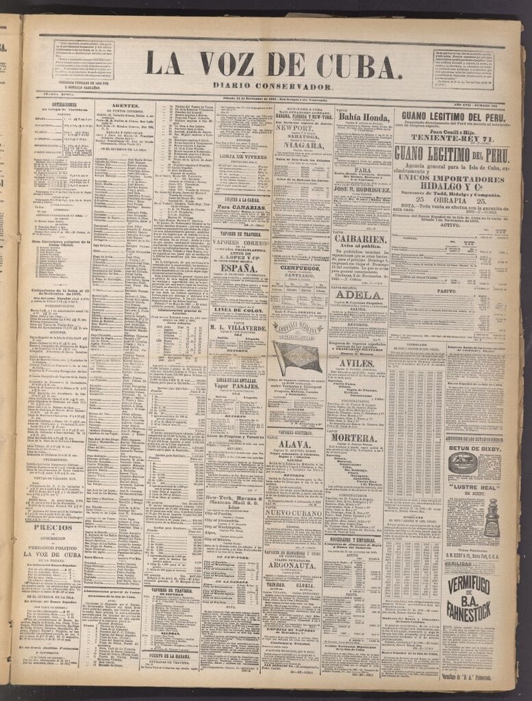 Miniatura de La Voz de Cuba: diario conservador del 14 de noviembre de 1885