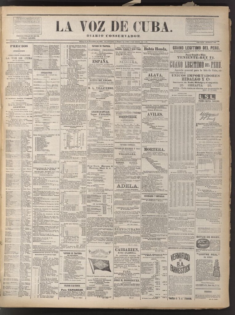 Miniatura de La Voz de Cuba: diario conservador del 17 de noviembre de 1885