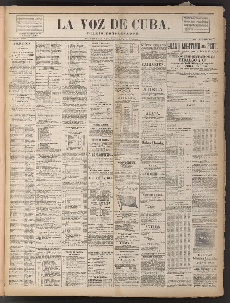 Miniatura de La Voz de Cuba: diario conservador del 25 de noviembre de 1885