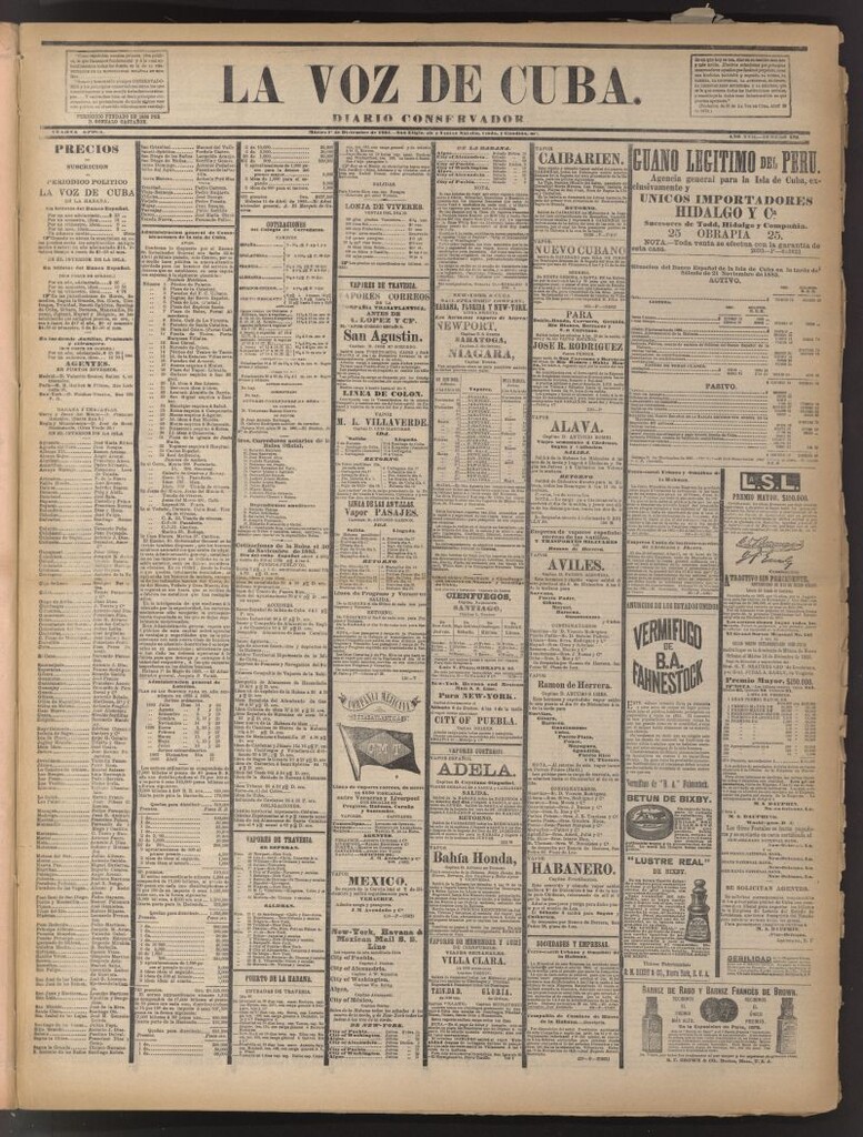 Miniatura de La Voz de Cuba: diario conservador del 1 de diciembre de 1885