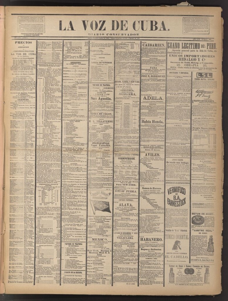 Miniatura de La Voz de Cuba: diario conservador del 3 de diciembre de 1885