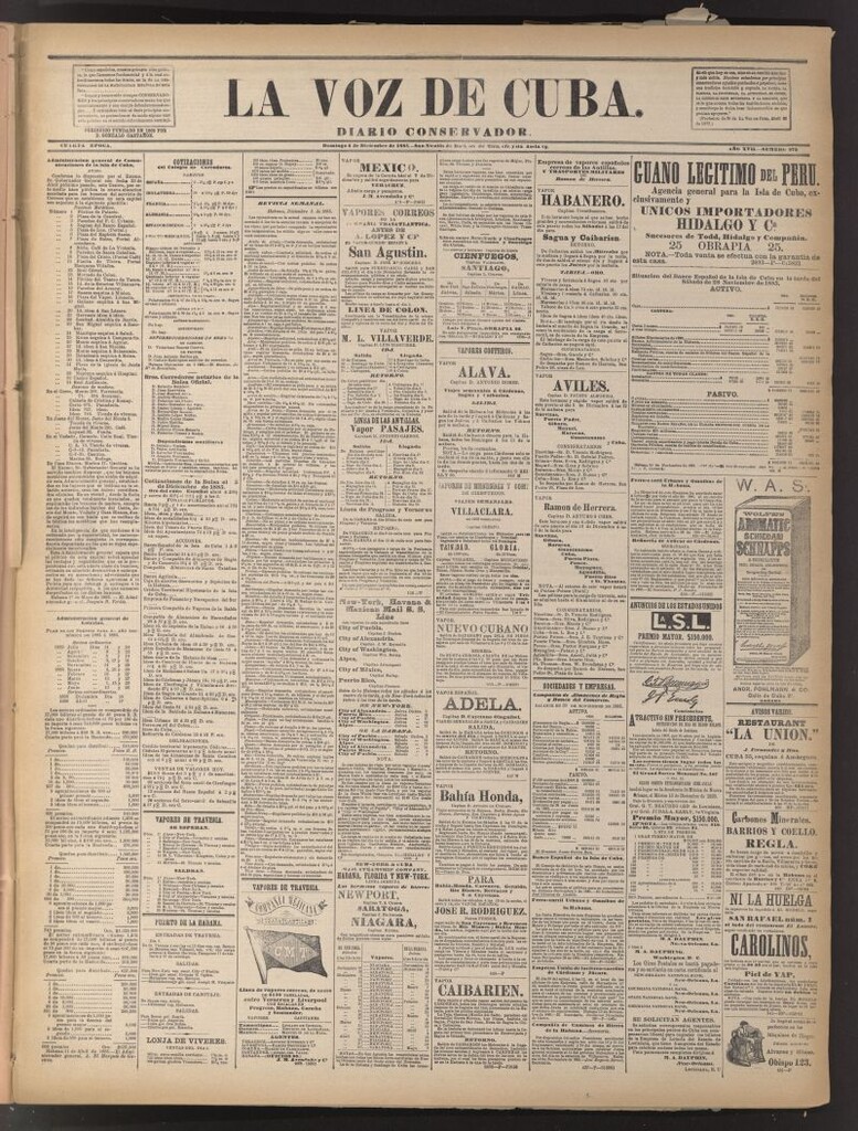 Miniatura de La Voz de Cuba: diario conservador del 6 de diciembre de 1885