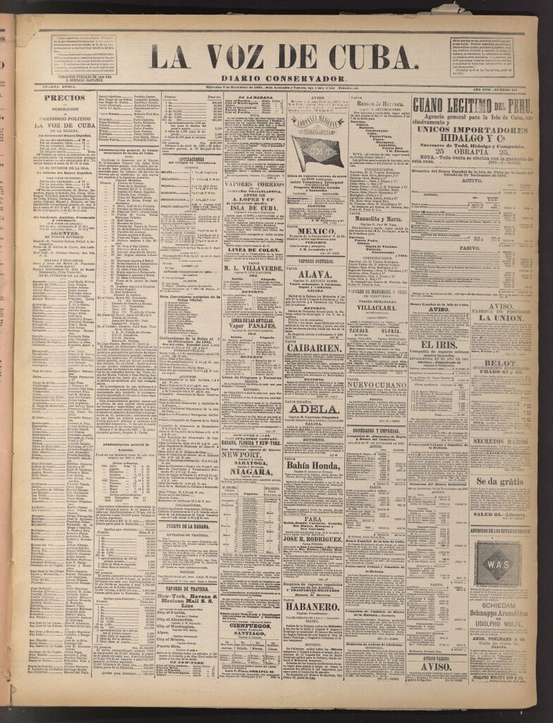 Miniatura de La Voz de Cuba: diario conservador del 9 de diciembre de 1885