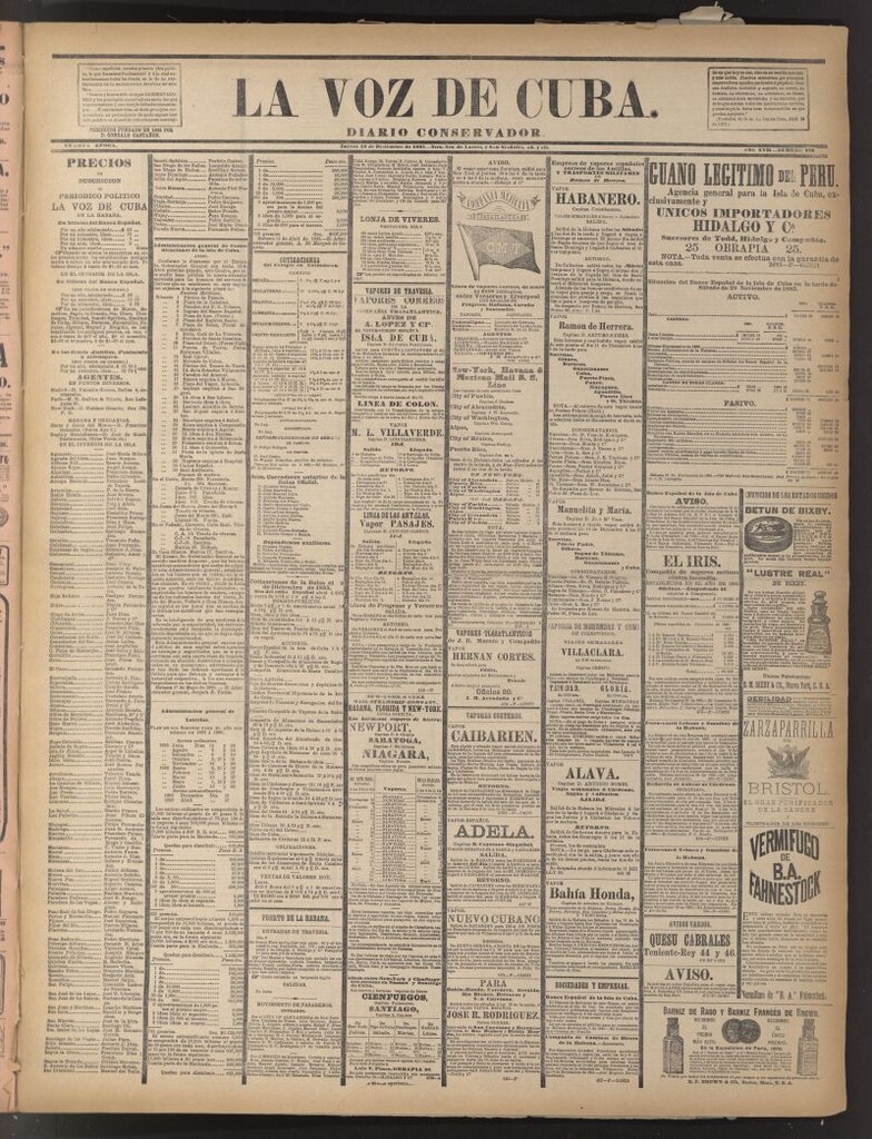 Miniatura de La Voz de Cuba: diario conservador del 10 de diciembre de 1885