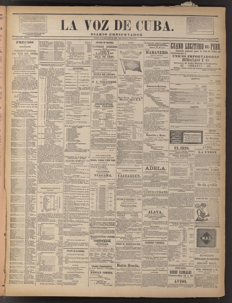 Miniatura de La Voz de Cuba: diario conservador del 11 de diciembre de 1885