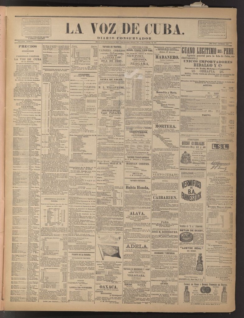 Miniatura de La Voz de Cuba: diario conservador del 15 de diciembre de 1885