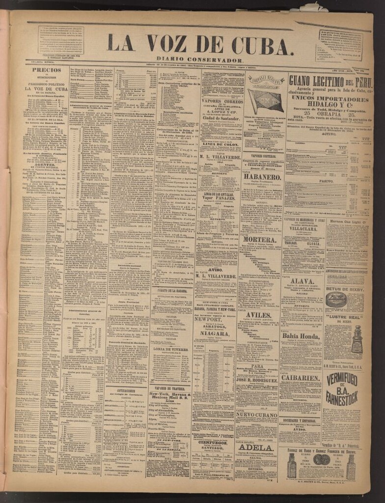 Miniatura de La Voz de Cuba: diario conservador del 19 de diciembre de 1885