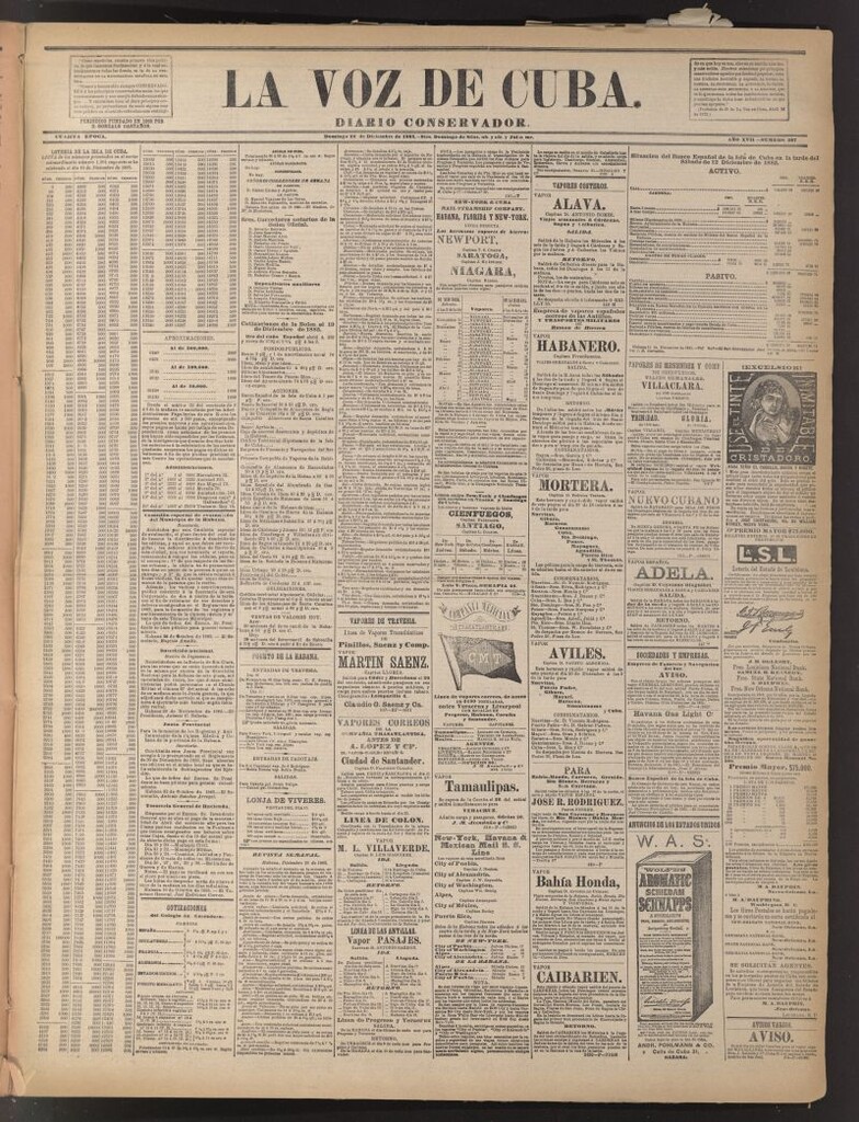 Miniatura de La Voz de Cuba: diario conservador del 20 de diciembre de 1885