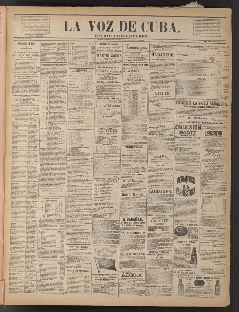 Miniatura de La Voz de Cuba: diario conservador del 22 de diciembre de 1885