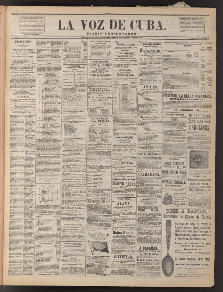 Miniatura de La Voz de Cuba: diario conservador del 23 de diciembre de 1885
