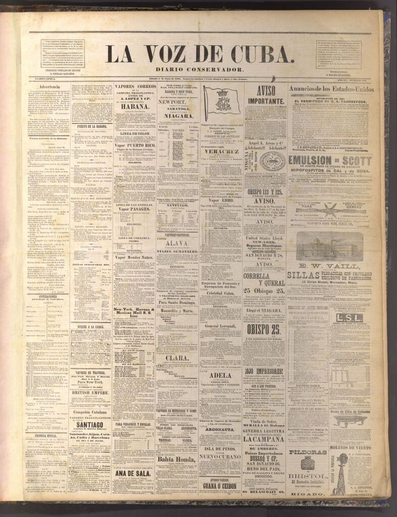 Miniatura de La Voz de Cuba: diario conservador del 1 de julio de 1882