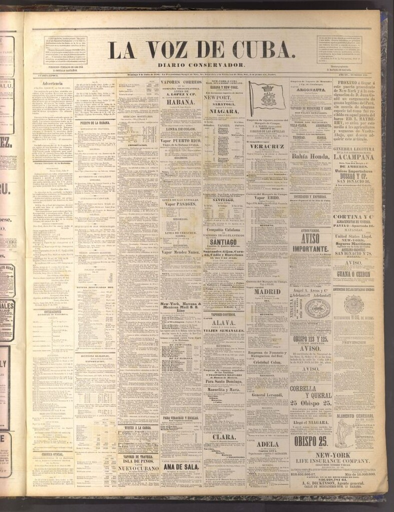 Miniatura de La Voz de Cuba: diario conservador del 2 de julio de 1882