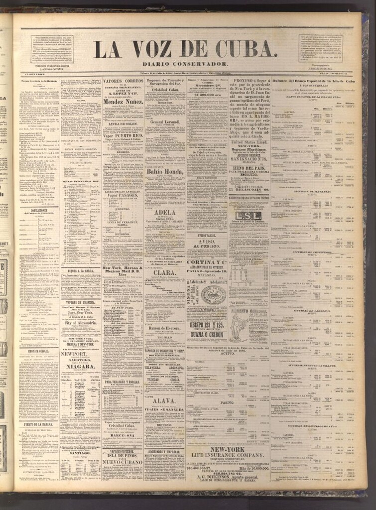 Miniatura de La Voz de Cuba: diario conservador del 14 de julio de 1882