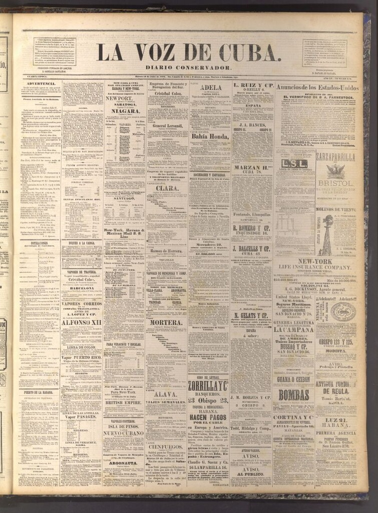 Miniatura de La Voz de Cuba: diario conservador del 18 de julio de 1882